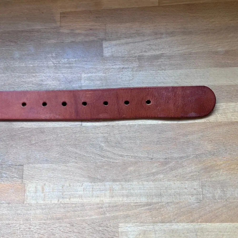 Vintage GAP Italian Leather Belt Size 30 Cognac Brown 1.5” Brass Buckle